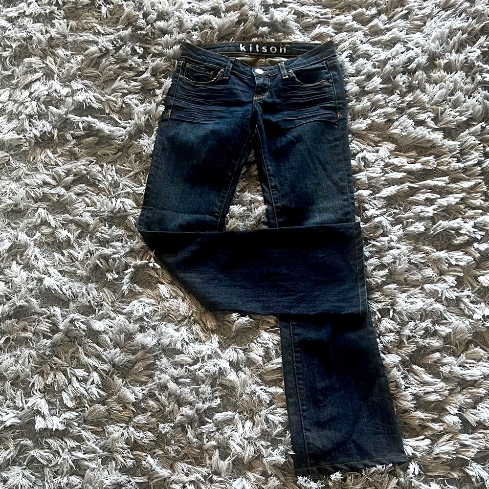 Kitson “Roll Me” Women's Dark Blue Bootcut/Flare Jeans, low rise sz 25, vintage